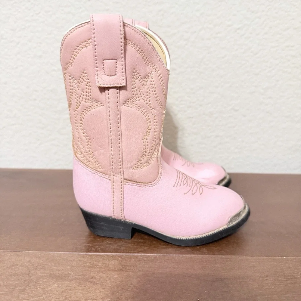 Durango Western Pink Boots Girls Kids Cowgirl Silver Tip Size 7.5